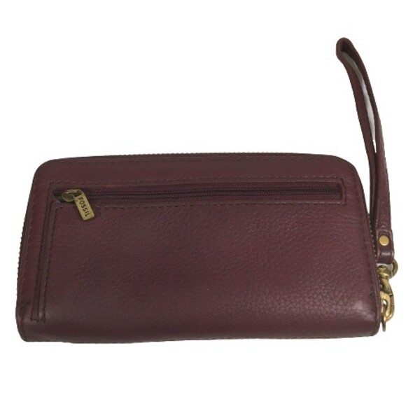FOSSIL Quinn Slim Leather Clutch Wallet Wristlet MULTI COLOR Pink Burgundy Gray - Picture 4 of 11